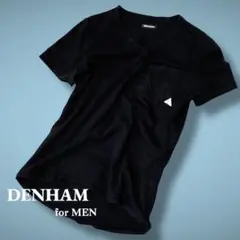 Denham デンハム Vネック ストレッチ 半袖 Tシャツ ブラック S