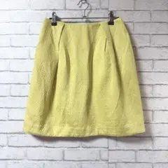 【ROPE/ロペ】タック入りミニスカート36サイズ イエロー日本製 裏地付き