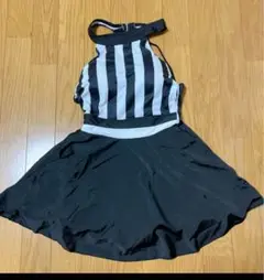 Lサイズ ストライプ　水着　ワンピース　ハイネック　背中あき