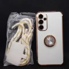 【新品未使用】　Galaxy S23 FE スマホケース　ホワイト✕ゴールド
