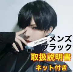 ウィッグ　メンズ　ショート　黒髪　フルウィッグ（ネット付）在庫一掃値引きセール