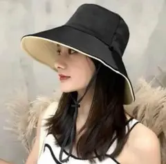 在庫限り！バケットハット 帽子　リバーシブル　黒　ベージュ　UVカット　暑さ対策