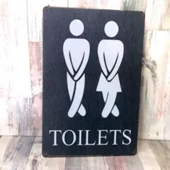 ブリキ看板☆ トイレ TOILETS レトロ アンティーク風 411