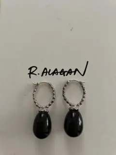 R.ARAGANオニキスストーンイヤリング R.ARAGANオニキスストーンイヤリング R.ALAGAN/OVAL STONE