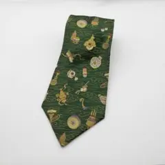 Gyanmark 緑色 シルク ネクタイ　古着
