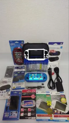 PS Vita 本体と64GB、ソフト15本 フィルム、ケースなど付属品多数