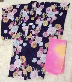 花柄浴衣セット（キッズ用）　130〜160
