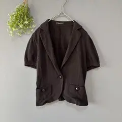 コムサイズム［M］美シルエット　コットン100　ショート丈半袖テーラドジャケット