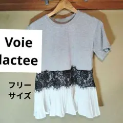 Voielactee グレー レース付き Tシャツ 半袖M〜L