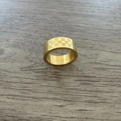 ゴールド チェッカー模様 リング