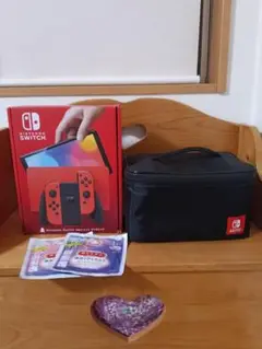 任天堂Switch 有機EL マリオレッド まるごと収納バッグセット+おまけ付き