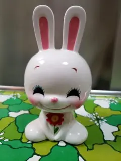 内藤ルネ　うさぎ　陶器製貯金箱　昭和レトロ