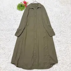【ジョルジュレッシュ】 シャツワンピース （M） カーキ 薄手 シンプル