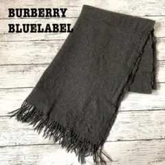 BURBERRY BLUELABEL バーバリー フリンジマフラー グレー ロゴ