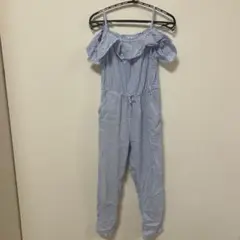 ストライプ柄オフショルダー　オールインワン