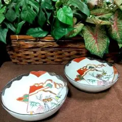 骨董品　有田焼　古伊万里　江戸末期〜明治期　錦手　金彩　色絵　なます皿　2枚