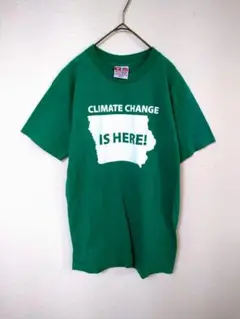 ベイサイド　Tシャツ　メンズM　アメリカ製　緑色　前後プリント　綿100％