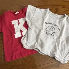赤Kプリント＆チャーリー・ブラウンTシャツセット