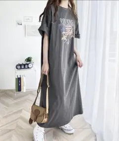 《JaVaジャバ》綿100%ピグメント加工グラフィックワンピース