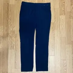 ストレッチ カラークロップドパンツ ネイビー L