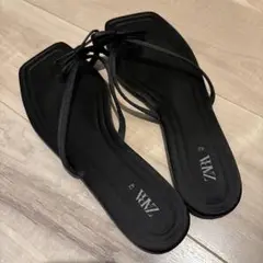 【美品】ZARA ザラ ♡リボン付きフラットサンダル 42