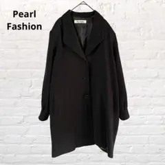9382Pearl Fashion♡テーラードジャケット ロング丈 黒 L