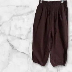 【エヘカソポ】カジュアルパンツ ゴムウエスト茶色 綿100% Fサイズ