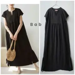 Bab バブ【美品】バックシャンティアードワンピース　異素材　長身向