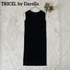 TRICEL by Darellaブラックリブプリーツノースリーブワンピース
