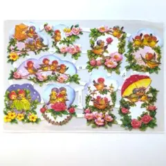 クロモス　小鳥と花