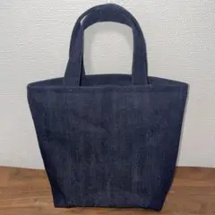 ダークブルー デニム風トートバッグ