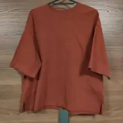 ユニクロ　オレンジ　赤茶色 コットン 五分丈 Tシャツ 241-16-27048