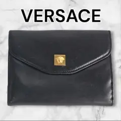 美品【VERSACE】 ヴェルサーチ ゴールド金具 メデューサ ブラックレザー