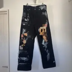 RED EAR ペイントパッチ加工 ブラックデニムパンツ