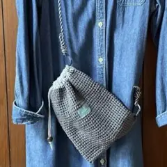 ハンドメイド　メッシュ編み 巾着袋