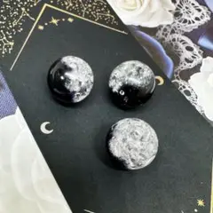 二層クラックビーズ　ブラック×クリア　3個セット