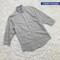 TOMMY HILFIGER トミー　七分丈シャツ　グレー　刺繍ロゴ　S