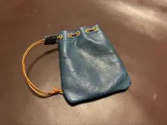ネイビーレザー巾着袋