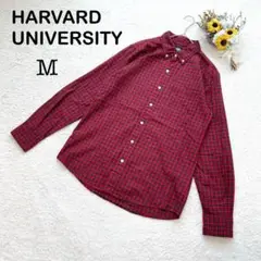 【HARVARD UNIVERSITY】長袖シャツ チェック柄 レッド系 赤 M