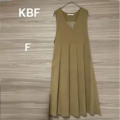 KBF 【F】ベージュ Vネック ノースリーブ ワンピース