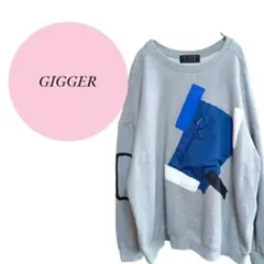 【GIGGER】綿100%♡カラーブロック♡スウェット♡飾りポケット【F】グレー