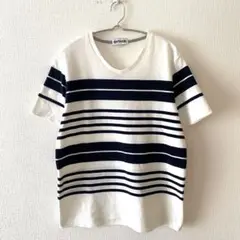 ☆【アウトドア】Tシャツ マルチボーダー 綿混 Ｖネック 半袖 カジュアル XL