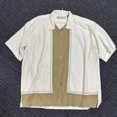 MONTECARLO開襟シャツ半袖バイカラー刺繍デザイン白黒レーヨン90s AZUL BY MOUSSY | レース刺繍開襟シャツ (シャツ・ブラウス