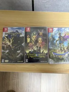 ニンテンドースイッチソフトまとめび美品ドラクエ3.トレジャーズ、モンハンライズ