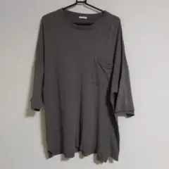 グレー ポケット付き 五分袖Tシャツ 匿名配送