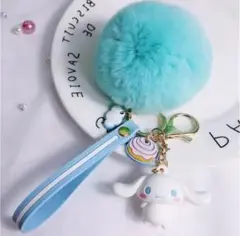 サンリオ ぬいぐるみキーホルダー　シナモンロール　青