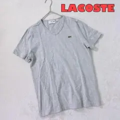 【LACOSTE】半袖Tシャツ　Vネック　ワンポイント　ロゴワッペン　グレー