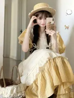 春のおしゃれに☆イエローワンピース+スカートセット女子会向け