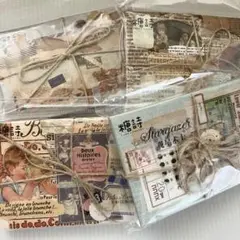 【50】レトロ 海外 ステッカー 素材紙 4種 紙もの まとめ売り