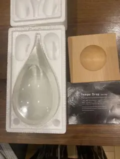 Tempo Drop ガラス置物 木製台座付き
